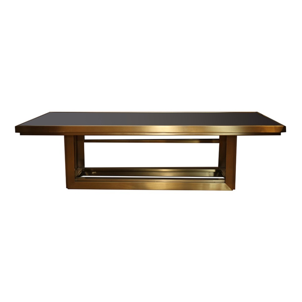 Фото Стол кофейный Z0267, стекло, нержавеющая сталь, black/matte gold, ROOMERS FURNITURE - интернет-магазин МегаТерем в Москве