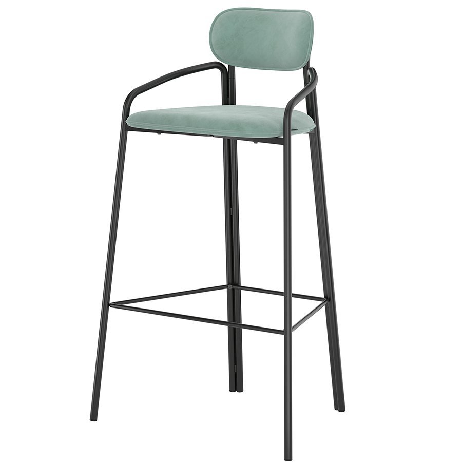 Фото Стул барный ror, round, велюр, черный/светло-бирюзовый (74442) - интернет-магазин МегаТерем в Москве