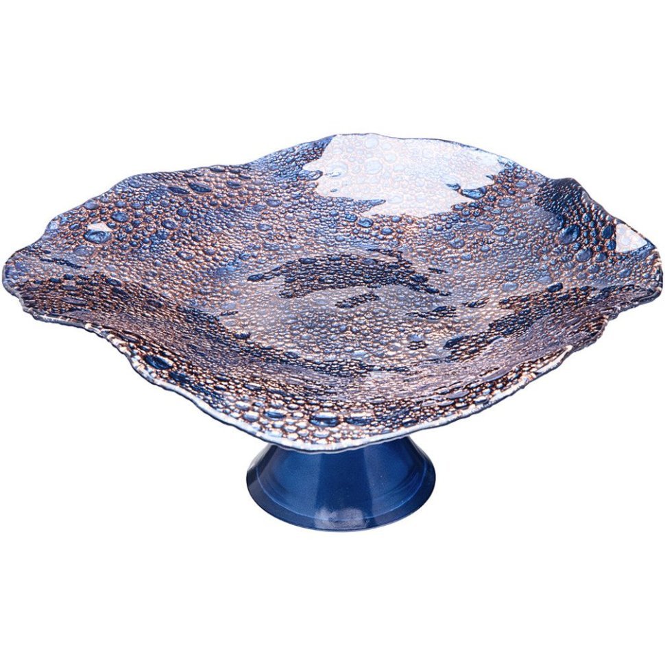Фото Блюдо на ножке galaxy blue 30cm АКСАМ (339-104) - интернет-магазин МегаТерем в Москве