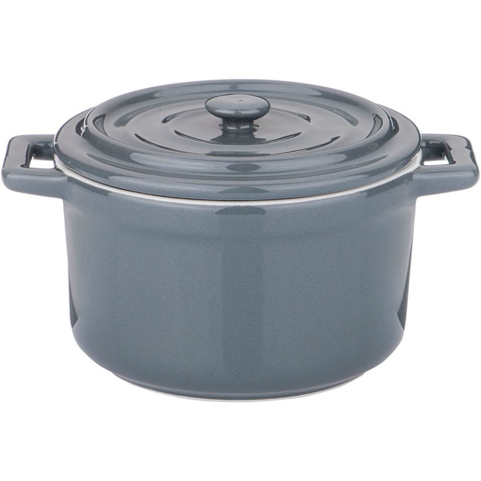 Фото Кокотница с крышкой agness 15,4*11,9*8,1 см 460 мл серая (189-305)  - интернет-магазин МегаТерем в Москве