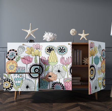 Фото Комод Berber с двумя дверками и ящиками принт 3 арт BB17/Print_03-ET - интернет-магазин МегаТерем в Москве