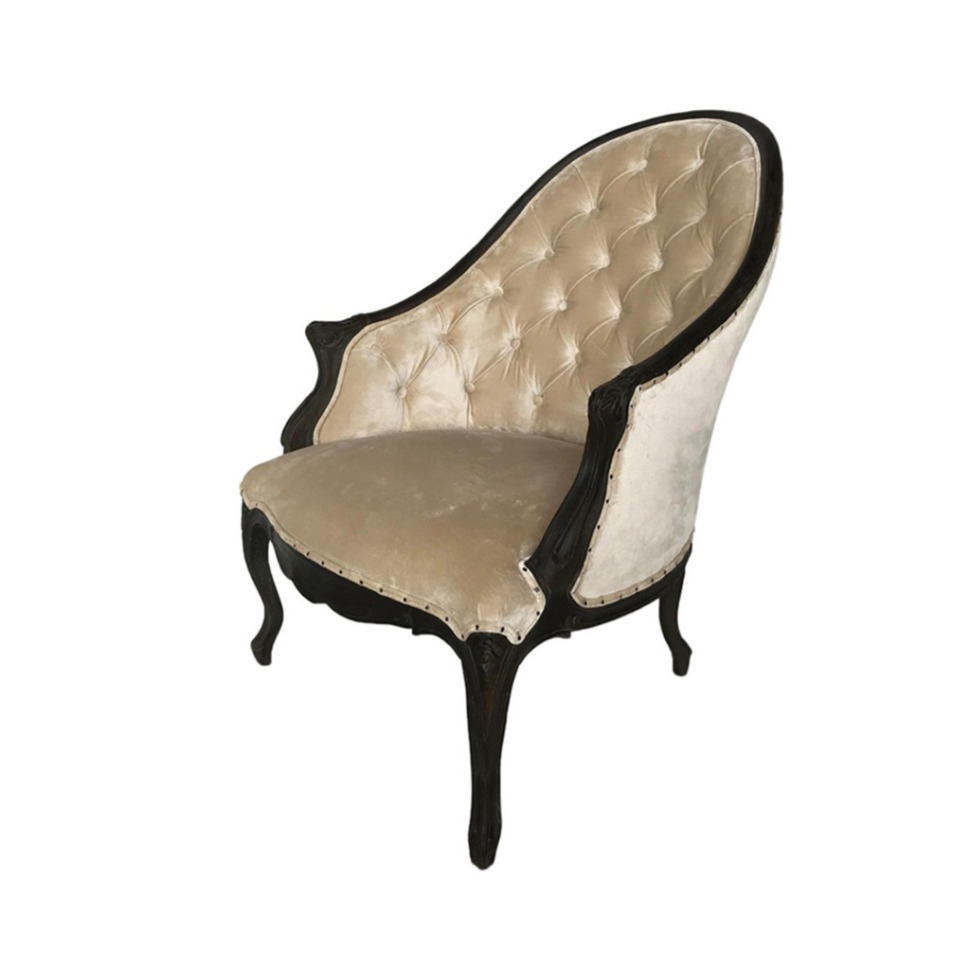 Фото Кресло CH-23BVBG, каркас массив дуба, обивка бархат, Cream, ROOMERS FURNITURE - интернет-магазин МегаТерем в Москве