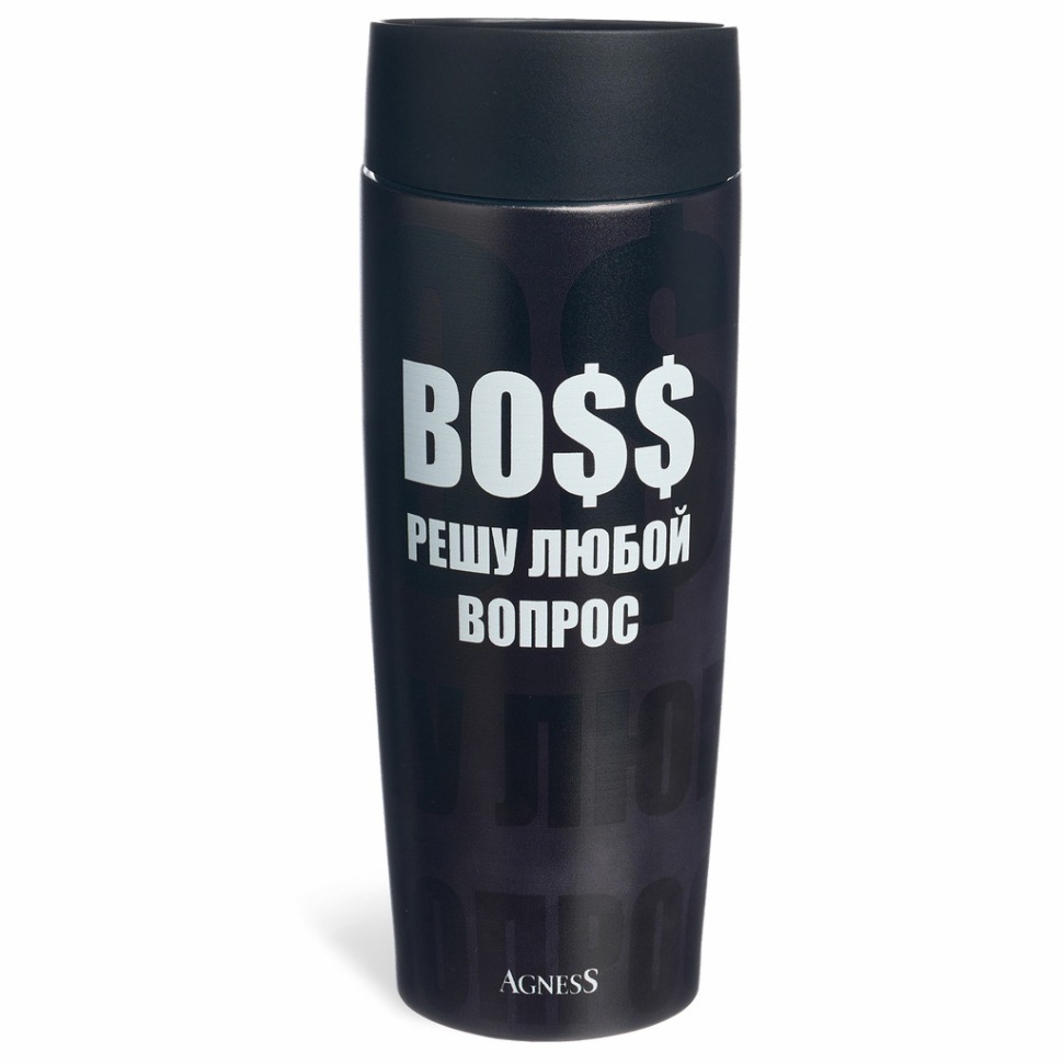 Фото Термокружка agness  boss 360мл, колба нерж.сталь 18/10 (709-119)  - интернет-магазин МегаТерем в Москве