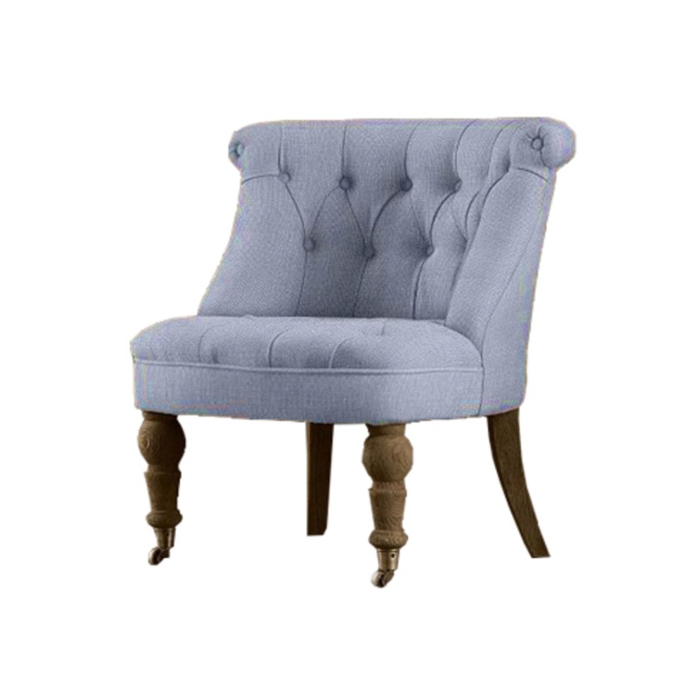 Фото Пуф Камден NSCC-2008-20/ACCRA-3, каркас дуб, обивка лен, фурнитура бронза, grey, RESTORATION HARDWARE - интернет-магазин МегаТерем в Москве