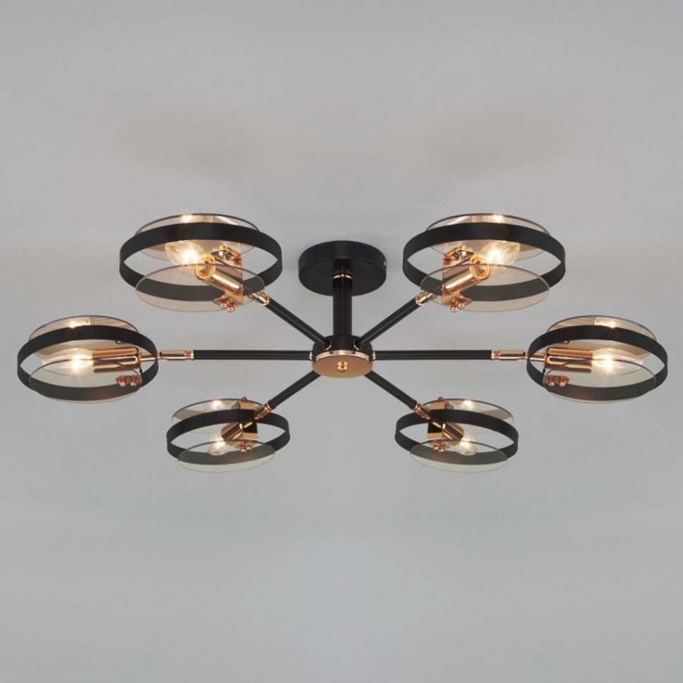 Фото Люстра на штанге Eurosvet Gallo 70121/6 черный EV_a052341 - интернет-магазин МегаТерем в Москве