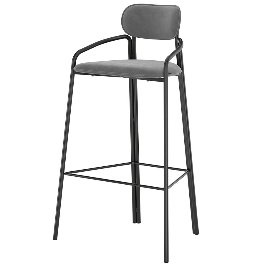 Фото Стул барный ror, round, велюр, черный/серый (74443) - интернет-магазин МегаТерем в Москве