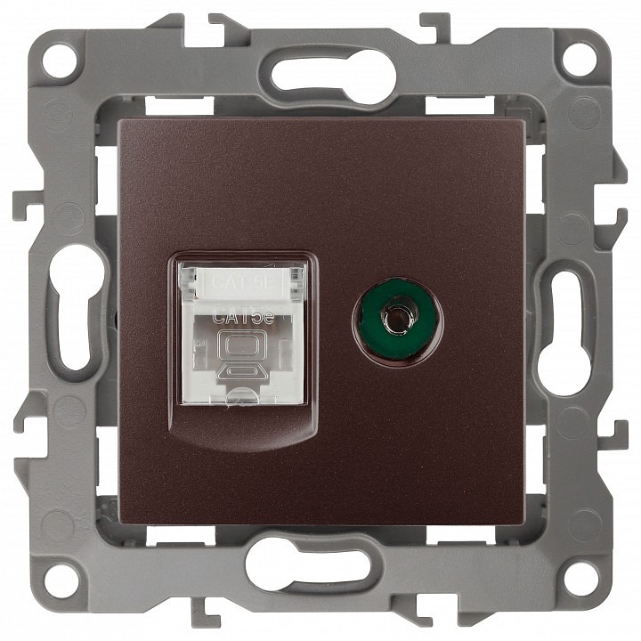 Фото ТВ-розетка и розетка Ethernet RJ-45 без рамки Эра Эра 12 12-3110-13 ER_B0027448 - интернет-магазин МегаТерем в Москве