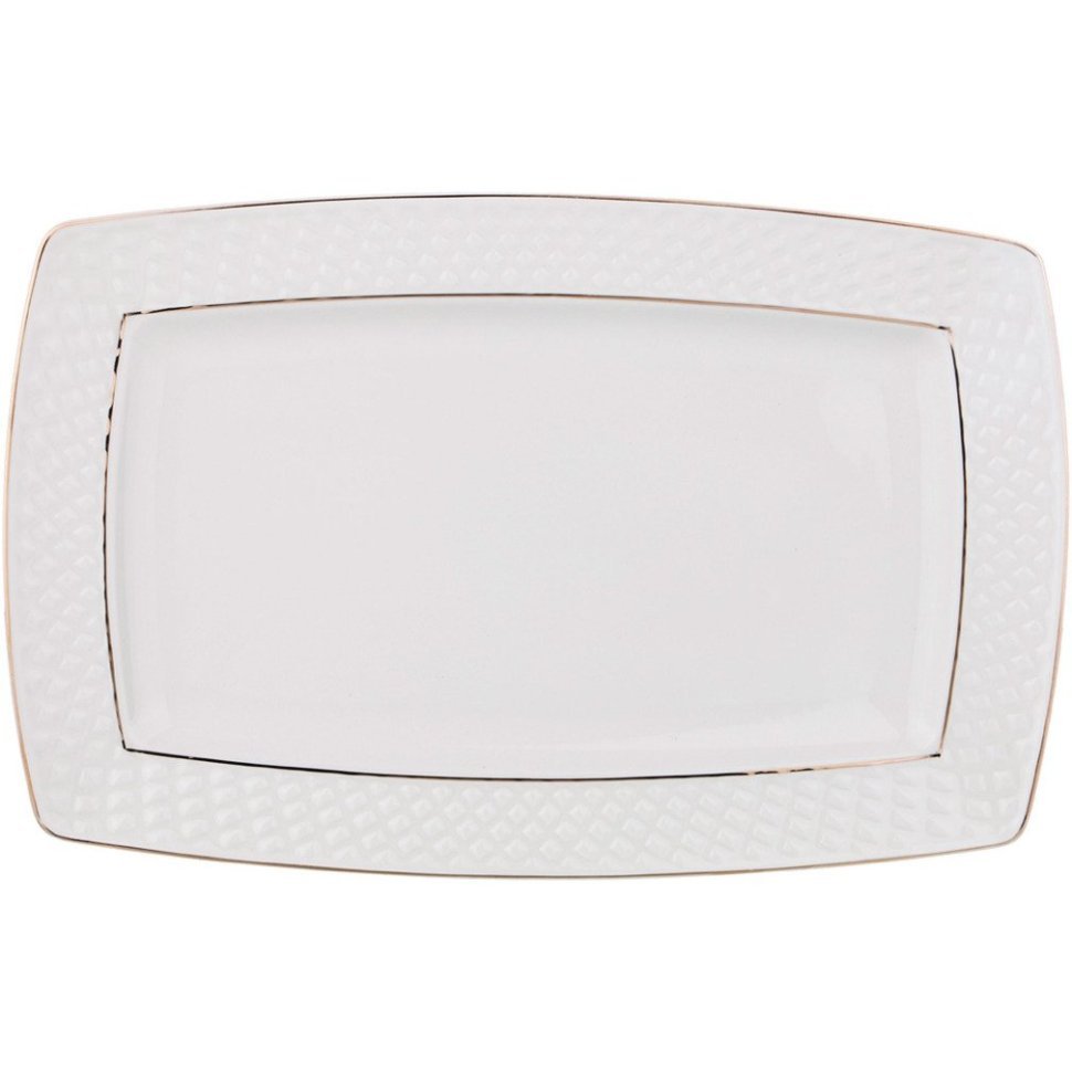 Фото Блюдо прямоугольное диаманд голд 35,5 см Lefard (359-762) - интернет-магазин МегаТерем в Москве