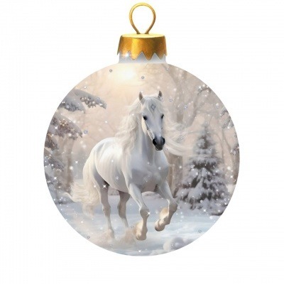 Фото Новогодний шар Скакун Снежной Королевы с кристаллами Swarovski (2599) - интернет-магазин МегаТерем в Москве