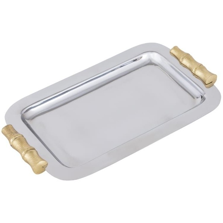 Фото Сервировочный поднос Байкал под бамбук (латунь) VY013BBTB - интернет-магазин МегаТерем в Москве