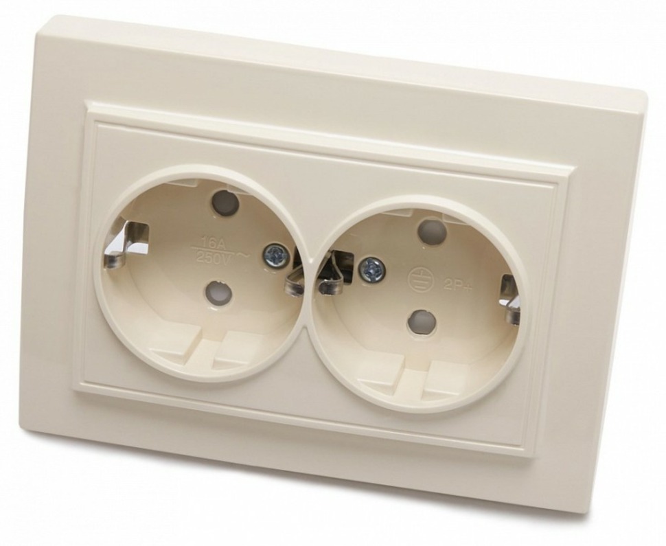 Фото Розетка двойная с заземлением Stekker PST16-9014 39240 FE_39240 - интернет-магазин МегаТерем в Москве