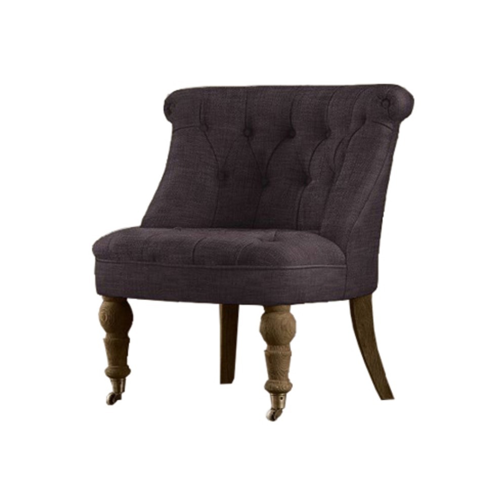 Фото Пуф Камден NSCC-2008-20/ACCRA-12, каркас дуб, обивка лен, фурнитура бронза, grey/brown, RESTORATION HARDWARE - интернет-магазин МегаТерем в Москве