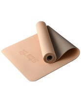 Коврик для йоги и фитнеса FM-201, TPE, 183x61x0,4 см, персиковый/серый (2108059)