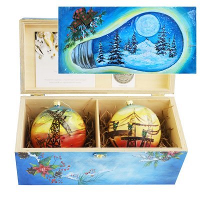 Новогодний набор на 2 шара Энергетик 2 с кристаллами Swarovski (2241)