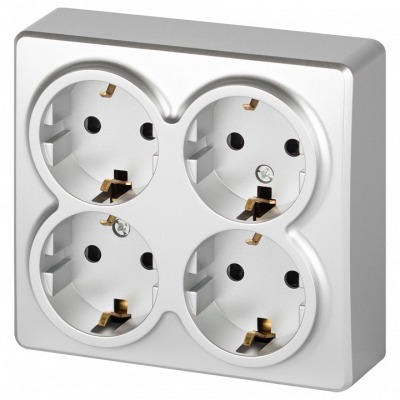Розетка четверная с заземлением и со шторками Эра Эра Эксперт 11-2211-03 ER_B0063022