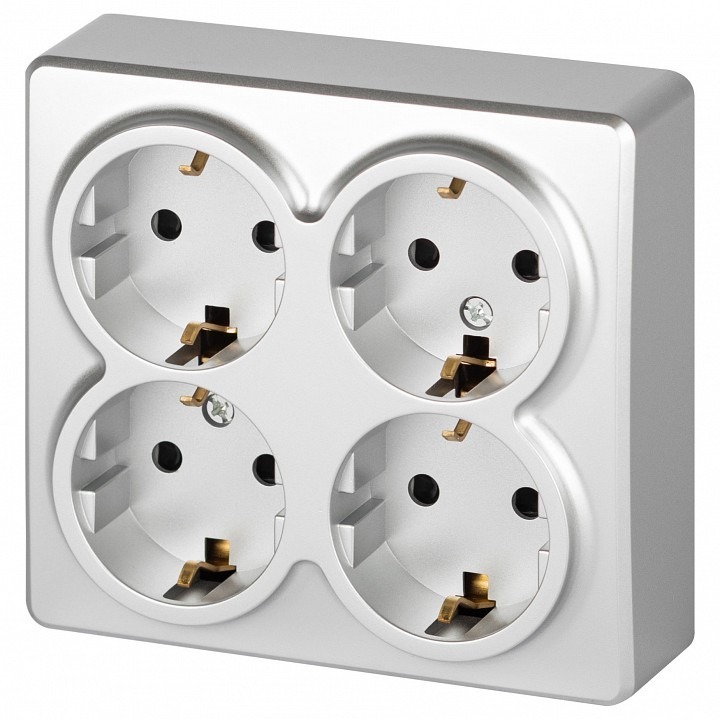 Фото Розетка четверная с заземлением и со шторками Эра Эра Эксперт 11-2211-03 ER_B0063022 - интернет-магазин МегаТерем в Москве