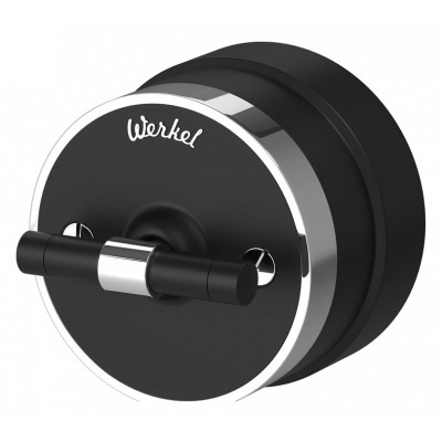 Выключатель двухклавишный с корпусом Werkel Vintage (черный матовый/хром) W5822051 WRK_a058778