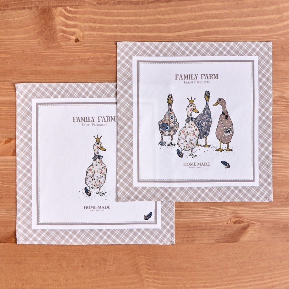 Фото Набор салфеток из 2-х шт family farm 40х40см, твил, клетка Lefard (850-748-8) - интернет-магазин МегаТерем в Москве