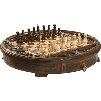 Шахматы резные в ларце Круг...