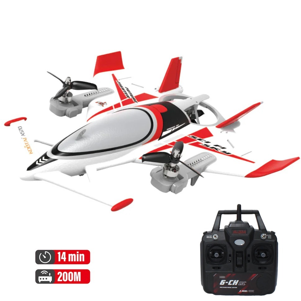 Фото Радиоуправляемый самолет дрон SCI Fi Sky VTOL 3D6G 8ch (QIDI-570-RED) - интернет-магазин МегаТерем в Москве