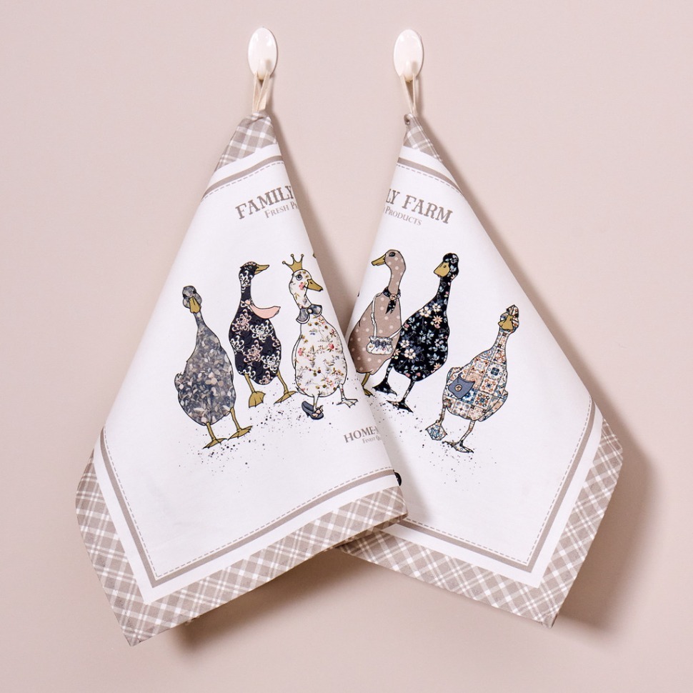 Фото Набор полотенец из 2-хшт family farm,40х60см, 100% хлопок, клетка,твил Lefard (850-748-61) - интернет-магазин МегаТерем в Москве