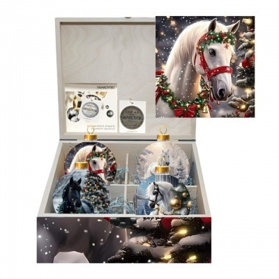 Фото Новогодний набор на 4 шара Легенда о Рождественских грезах с кристаллами Swarovski (4044) - интернет-магазин МегаТерем в Москве