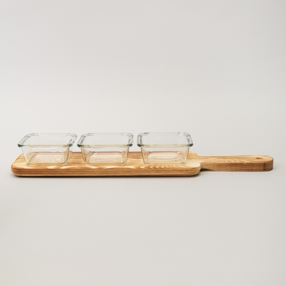 Фото Менажница 3-х секционная на деревянной подставке 140 мл Lefard (172-164) - интернет-магазин МегаТерем в Москве