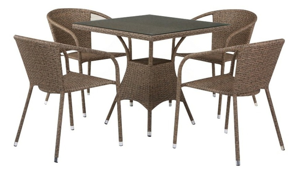 Фото Набор уличный T197BT/Y137C-W56 Light brown (4+1) AFN_T197BT-Y137C-W56_Light_brown_4Pcs - интернет-магазин МегаТерем в Москве