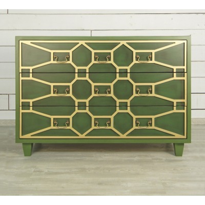 Зеленый комод Emerald 3 ящи...