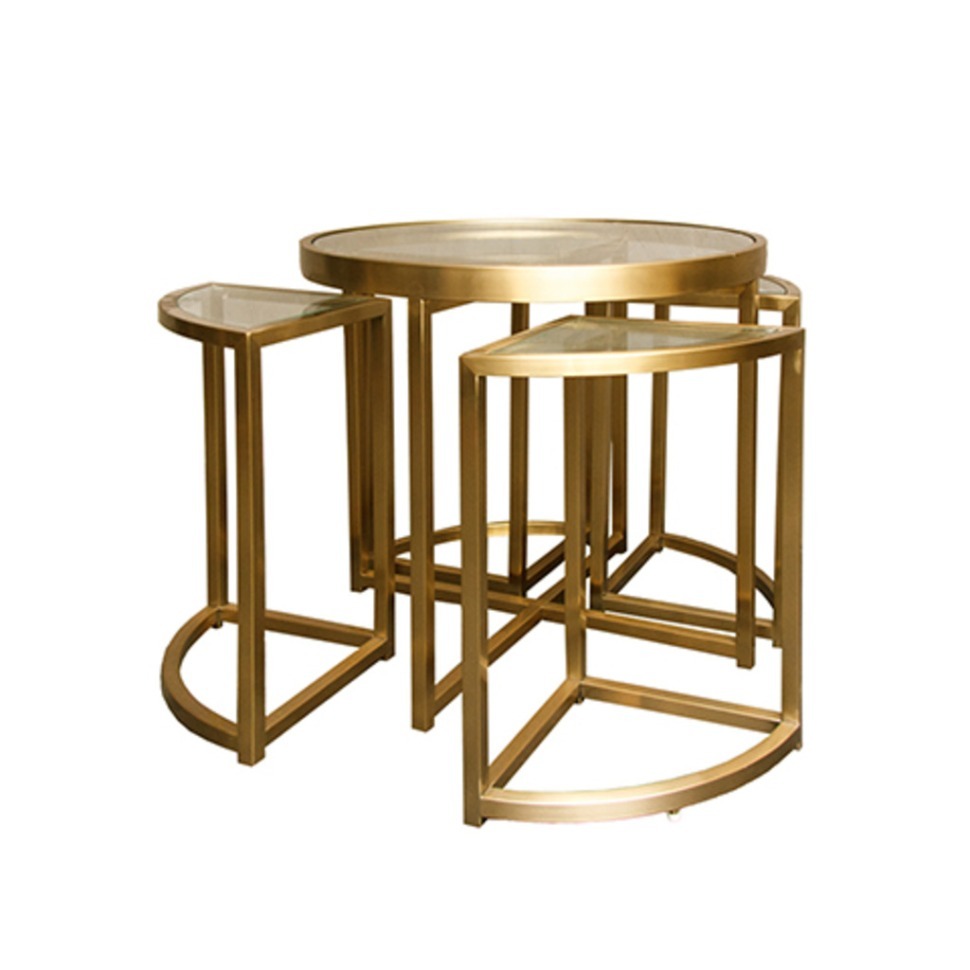 Фото Стол приставной Z0149A/Z0150A31#A, 60, стекло, нержавеющая сталь, matte gold, ROOMERS FURNITURE - интернет-магазин МегаТерем в Москве