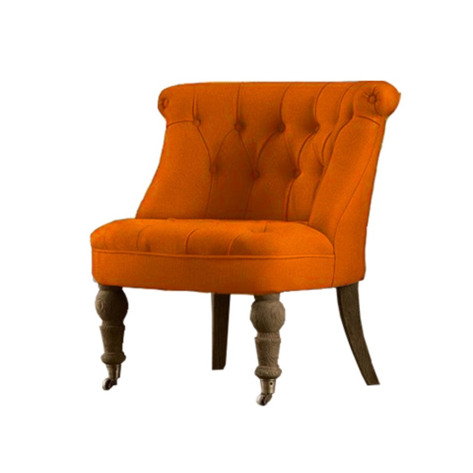 Фото Пуф Камден NSCC-2008-20/VEL- 022, каркас - дуб, фурнитура - бронза, обивка - бархат, orange, RESTORATION HARDWARE - интернет-магазин МегаТерем в Москве