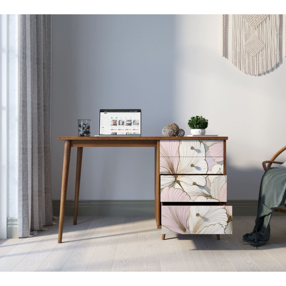 Фото Стол рабочий Berber принт 31 с одной тумбой арт BB31/Print_31-ET - интернет-магазин МегаТерем в Москве