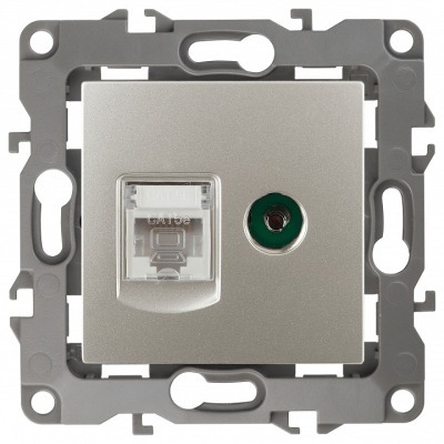 ТВ-розетка и розетка Ethernet RJ-45 без рамки Эра Эра 12 12-3110-15 ER_B0027450