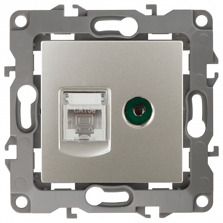 Фото ТВ-розетка и розетка Ethernet RJ-45 без рамки Эра Эра 12 12-3110-15 ER_B0027450 - интернет-магазин МегаТерем в Москве