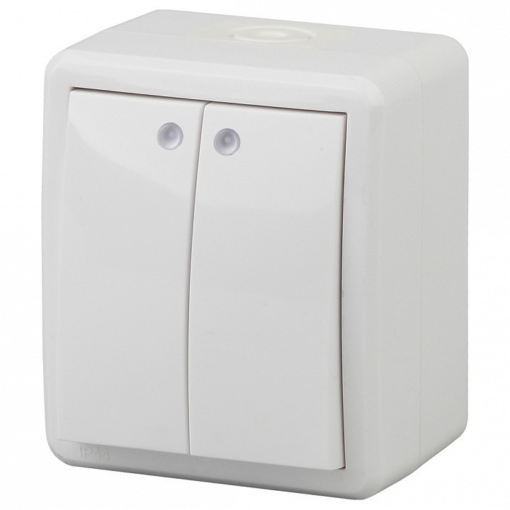 Фото Выключатель двухклавишный с подсветкой Эра Эра Эксперт 11-1405-01 ER_B0020677 - интернет-магазин МегаТерем в Москве