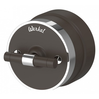 Выключатель двухклавишный с корпусом Werkel Vintage (мокко матовый/хром) W5822052 WRK_a058779
