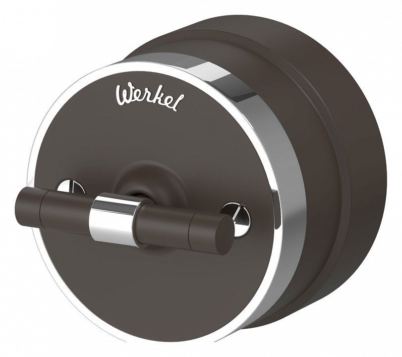 Фото Выключатель двухклавишный с корпусом Werkel Vintage (мокко матовый/хром) W5822052 WRK_a058779 - интернет-магазин МегаТерем в Москве