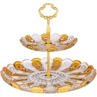 Фруктовница 2-х ярусная "lefard gold glass" диаметр=17/30 см. высота=28,5 см. (195-161) 