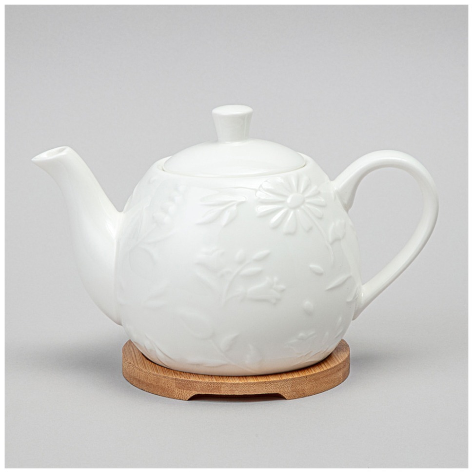 Фото Чайник lefard flowers story на дерев. подставке 22,5*13*14 см 900 мл (474-249)  - интернет-магазин МегаТерем в Москве