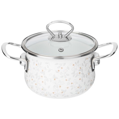 Кастрюля эмалированная agness со стеклянной крышкой серия "вивьен", 1.5 л, 16*10 см (915-145) 