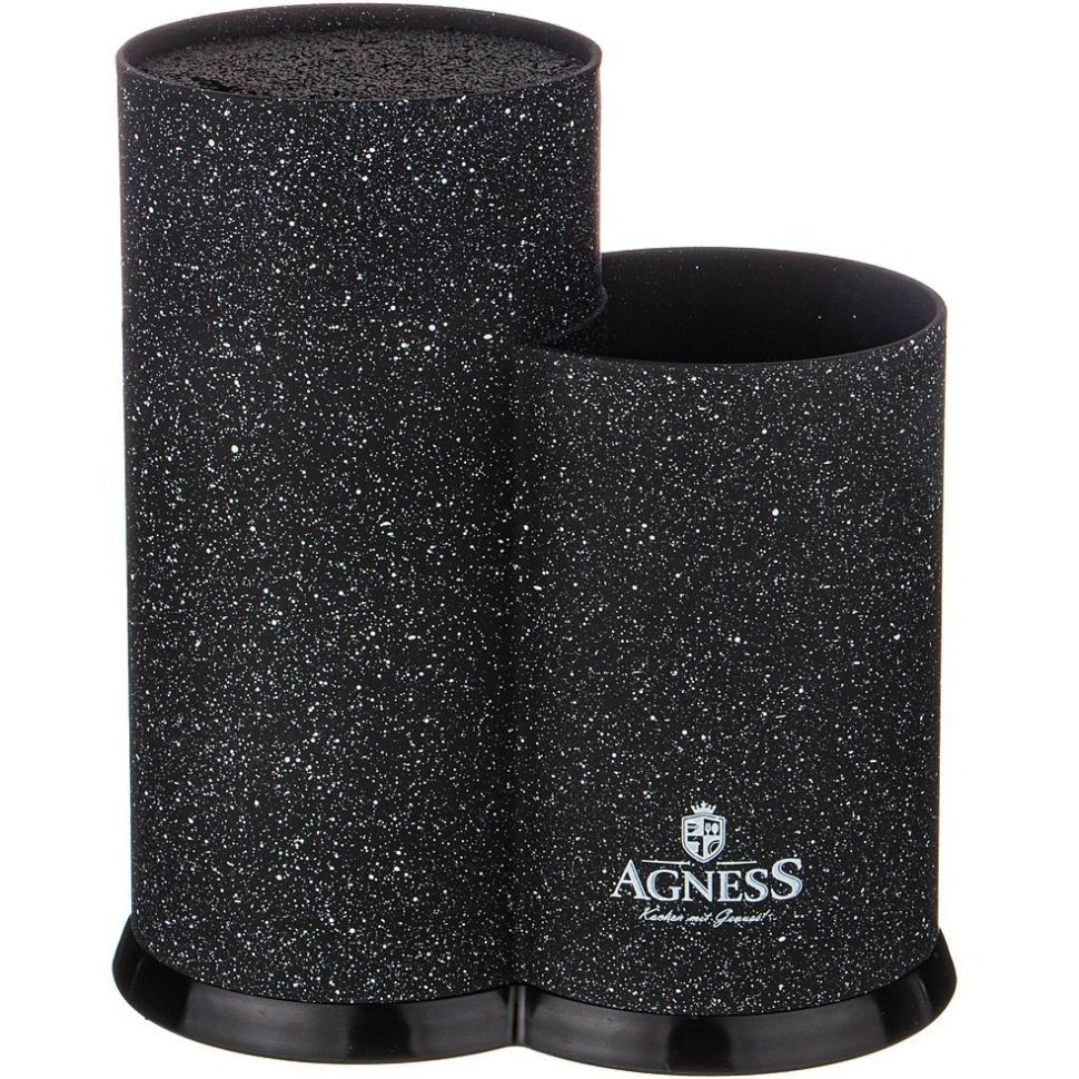 Фото Подставка для ножей agness black marble универсальная,20*12*22см (911-685)  - интернет-магазин МегаТерем в Москве