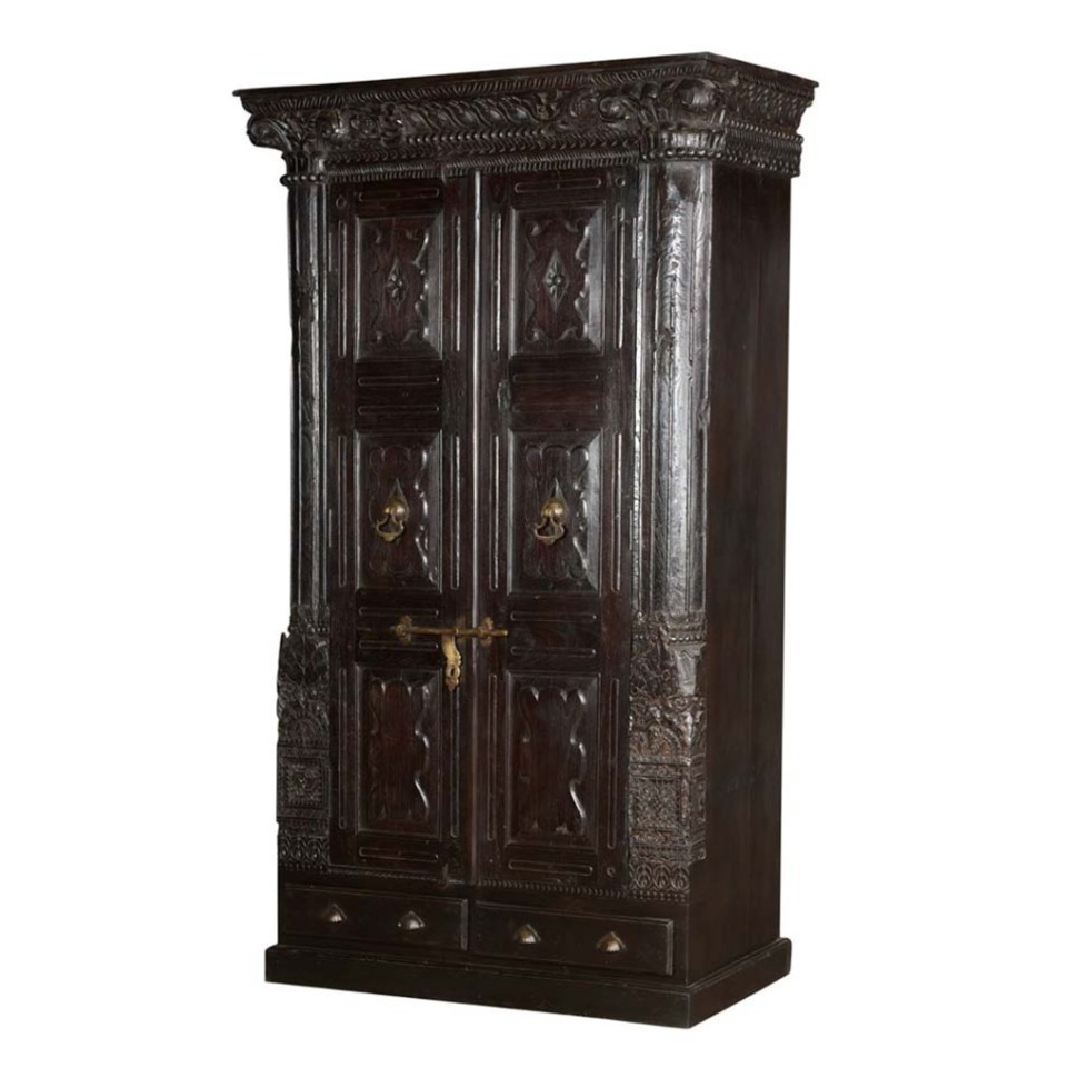 Фото Шкаф PR51183A, Тиковое дерево, dark brown, ROOMERS ANTIQUE - интернет-магазин МегаТерем в Москве
