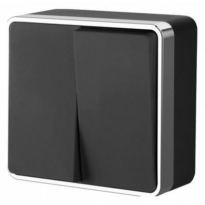 Выключатель двухклавишный Werkel Gallant (черный/хром) W5020035 WRK_a050972