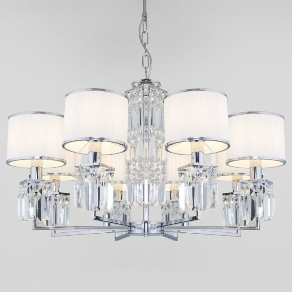 Фото Подвесная люстра Eurosvet Zaffiro 10099/8 хром/прозрачный хрусталь Strotskis (новый абажур) EV_a056962 - интернет-магазин МегаТерем в Москве