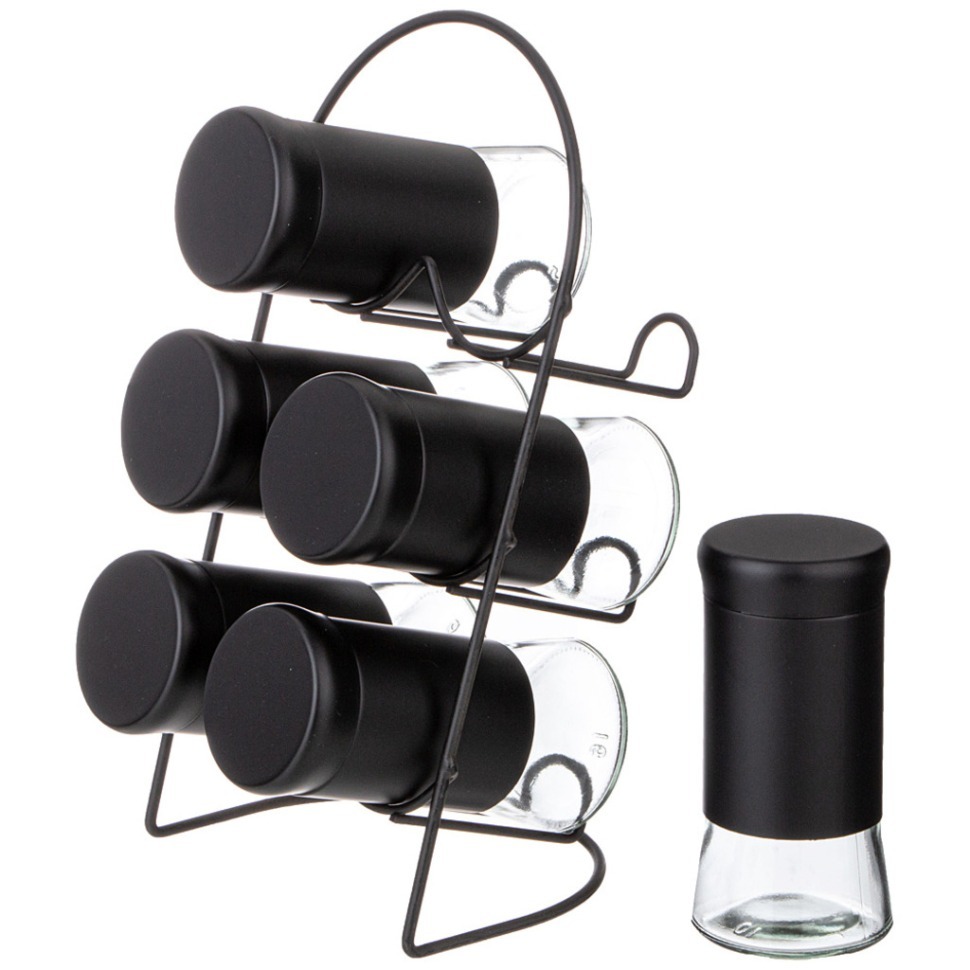 Фото Набор баночек для специй из 6 шт. на метал. подставке Agness (172-144) - интернет-магазин МегаТерем в Москве