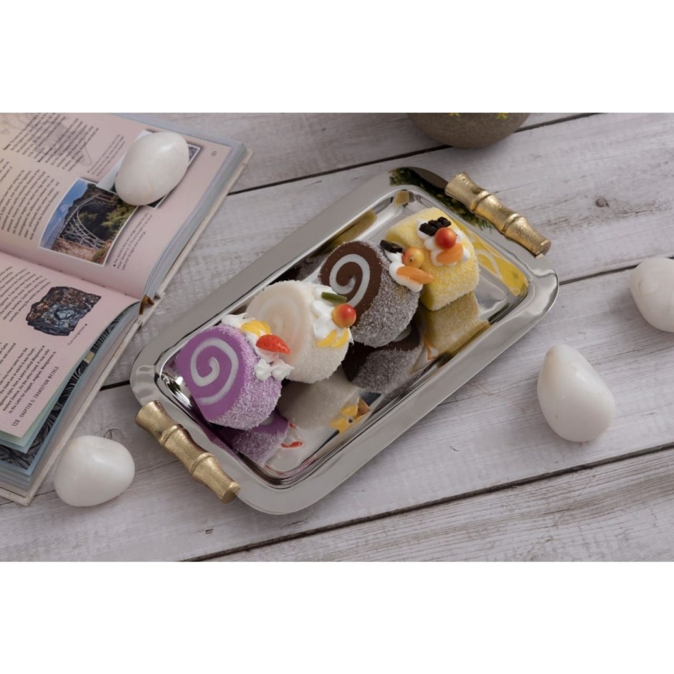 Фото Сервировочный поднос Байкал под бамбук (алюминий) VY015BBTA - интернет-магазин МегаТерем в Москве