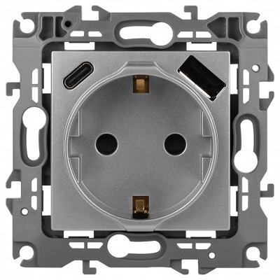 Розетка с заземлением и со шторкой и 2хUSB, без рамки Эра Эра 12 12-4108-03 ER_B0067716