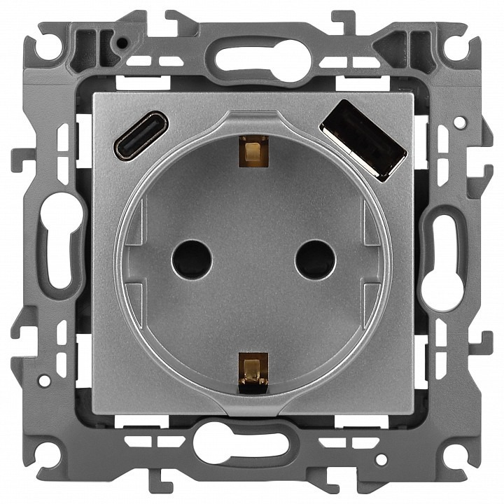 Фото Розетка с заземлением и со шторкой и 2хUSB, без рамки Эра Эра 12 12-4108-03 ER_B0067716 - интернет-магазин МегаТерем в Москве