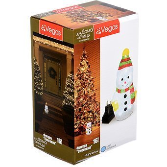 Фото Фигура светодиодная для дома и улицы (холодный свет) Vegas Снеговик 16 LED, 3V 55102 (64463) - интернет-магазин МегаТерем в Москве