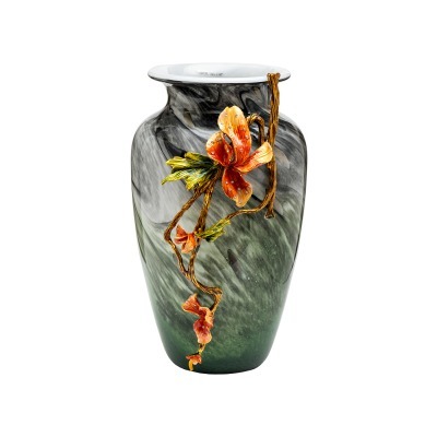 Ваза стеклянная зеленая с ц...